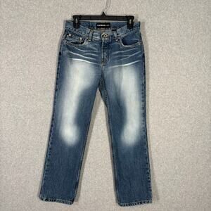 VTG Express Jeans Womens Size 7/8S Low Rise Bootcut Faded Whiskers Cotton Skater